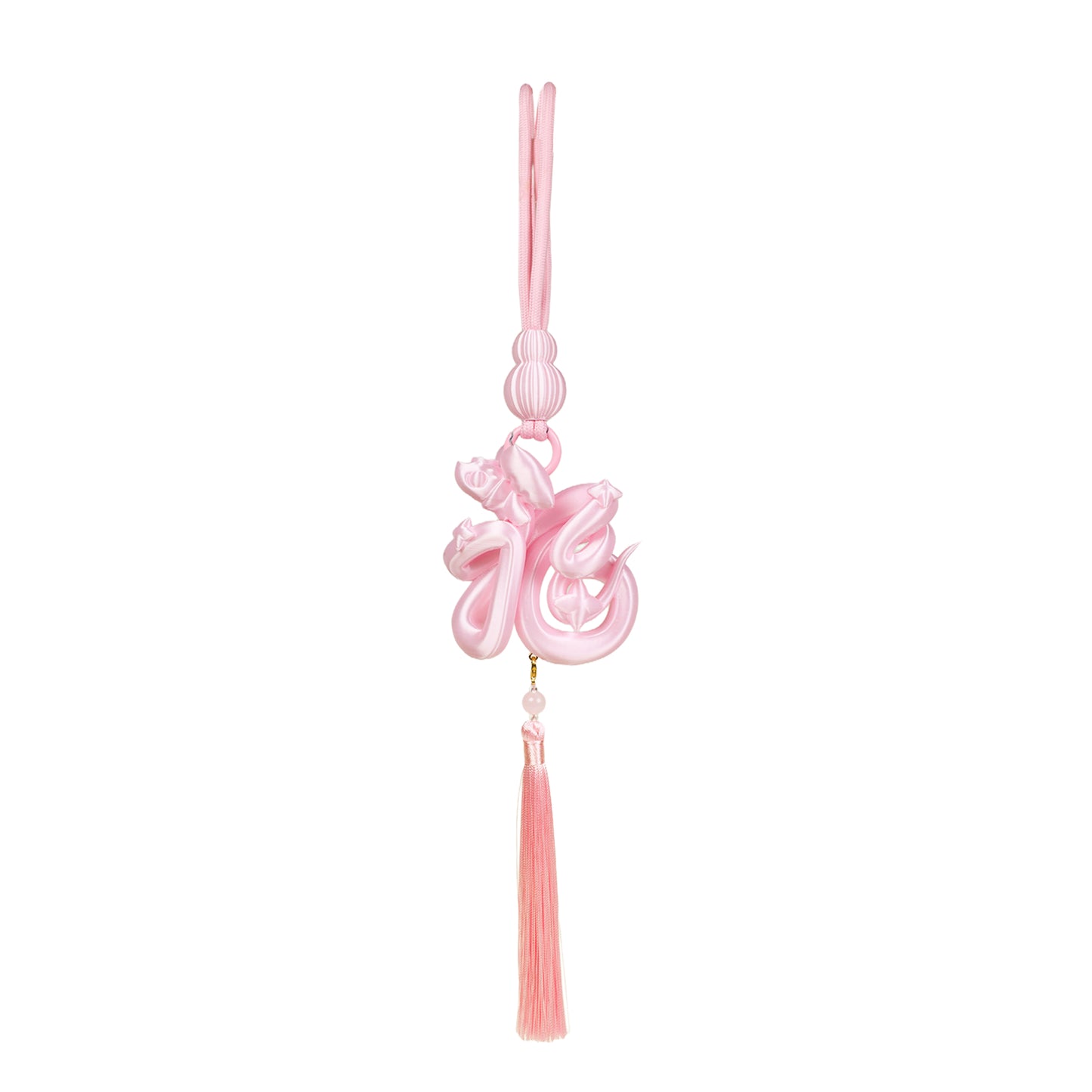 ZhuJi Artisan Collection: Year of the Snake: Pink 3D-Printed Lucky Serpent Pendant - Personalized Chinese Festival (Multi-use: Door/Keychain/Bag Charm)