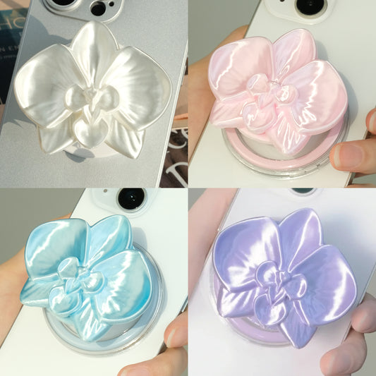 ZhuJi Artisan Collection: Ethereal MagSafe 3D-Printed Orchid Phone Stand - Custom Magnetic Mount with Phalaenopsis Art