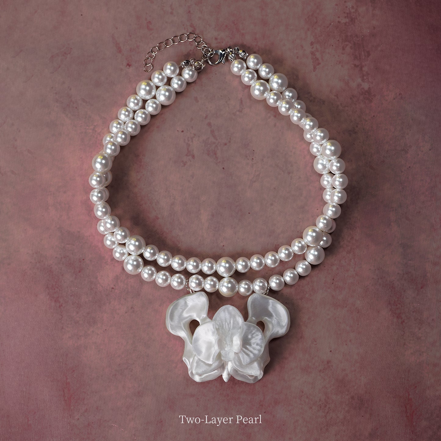 ZhuJi Artisan Collection: Orchid Cascade Necklace - 3D-Sculpted Wearable Art with Custom Stacking Poetry
