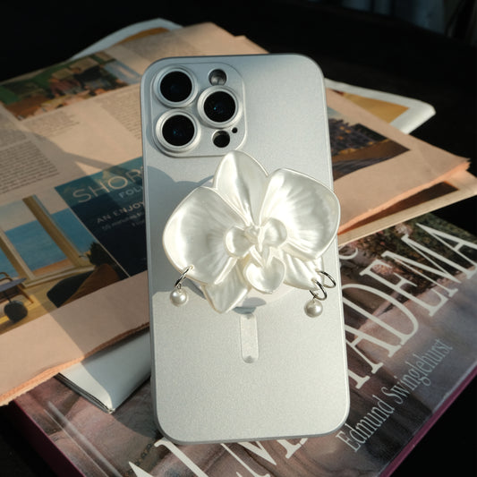 ZhuJi Artisan Collection: Ethereal MagSafe 3D-Printed Orchid Phone Stand - Custom Magnetic Mount with Phalaenopsis Art